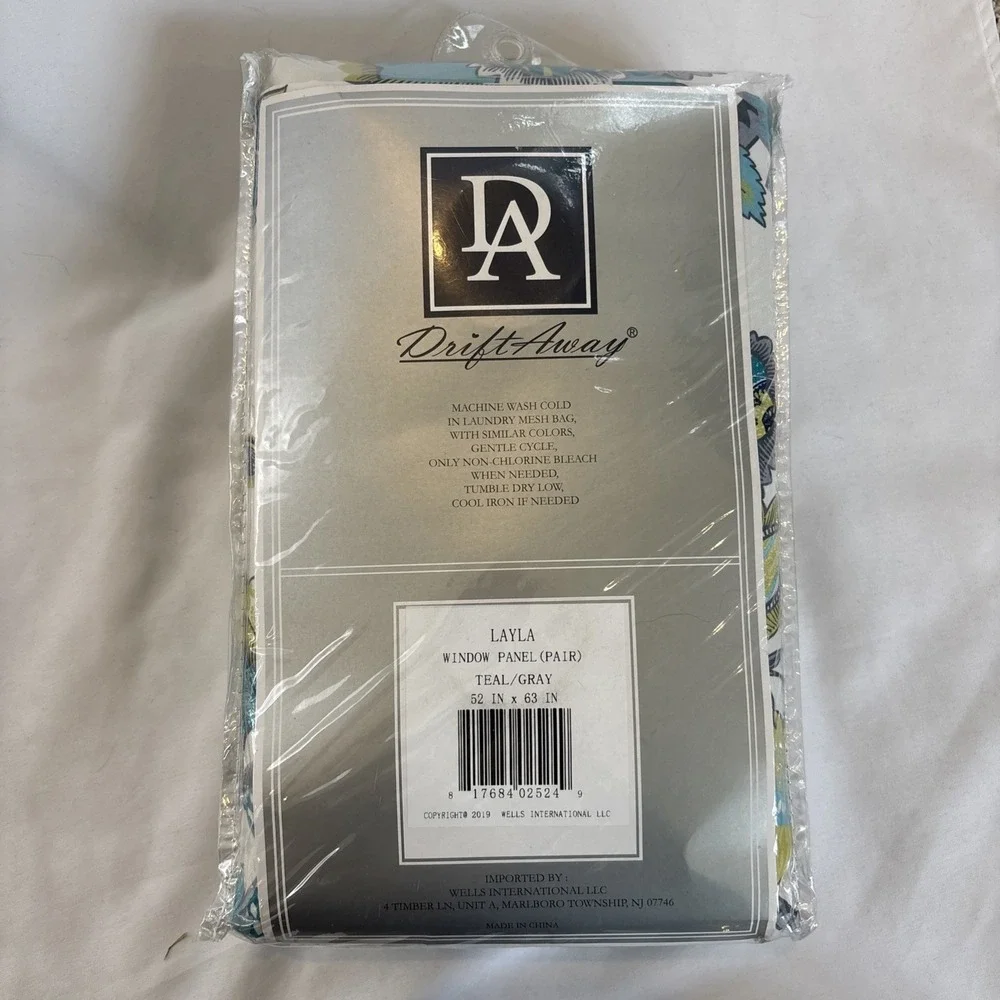 DriftAway‎ Window Panel Curtain Pair Teal/Gray 52